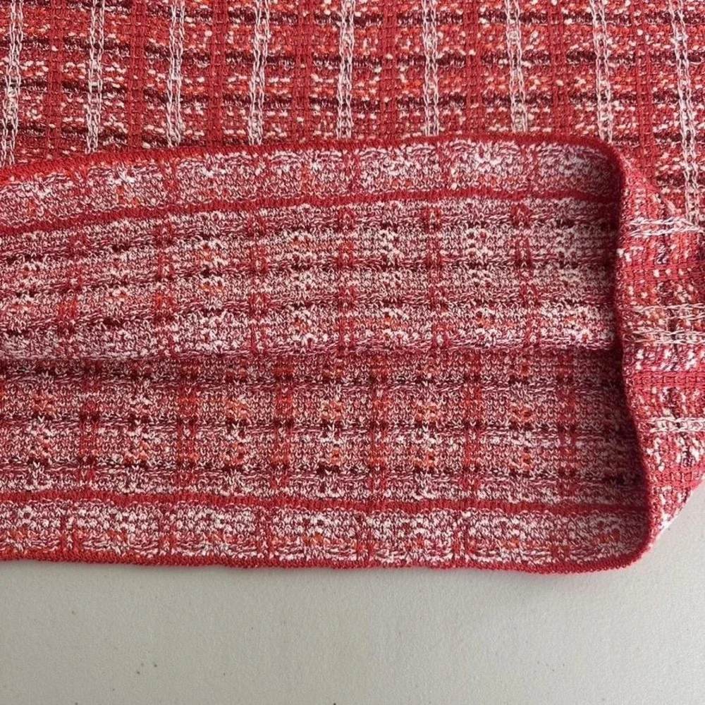 St. John Tweed Knit Pencil Skirt 14 Red Wool Cashmere Apple Multi K7100K2 NWT